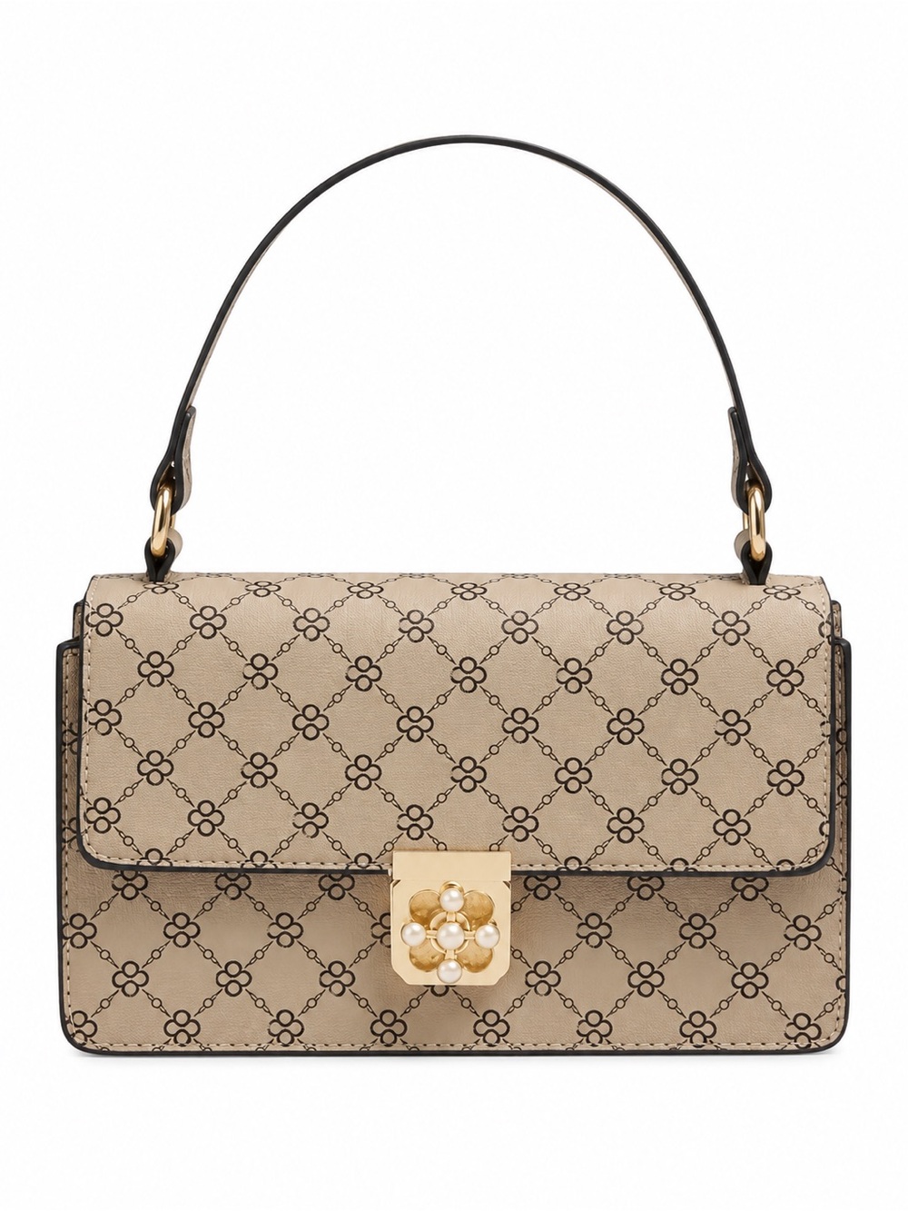 MISSGUIDED CREAM TWIST BUCKLE PRINTED SHOULDER BAG - BRAND NEW, WITH TAGS